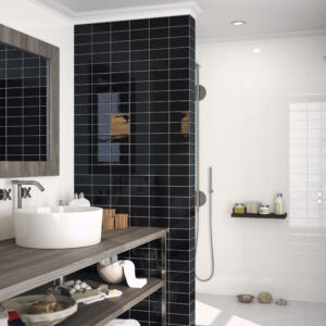 Rustic Gloss Black Ceramic Wall 7.5x15cm