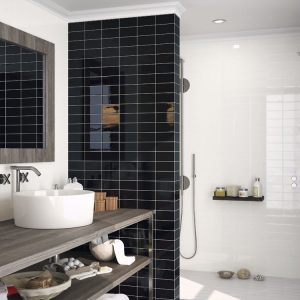 Rustic Gloss Black Ceramic Wall 7.5x15cm