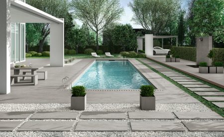 2cm thick Kensington Light Grey Porcelain Tiles for outside use 60x90x2cm