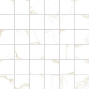 Atmosphere Marble White and Beige-Gold Polished Porcelain Mosaic 30x30cm