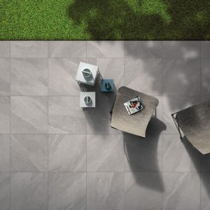 2cm thick Tivoli Grey Porcelain Tiles for outside use 60x60x2cm
