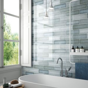 Continental Green Gloss Ceramic wall tiles 10x30cm