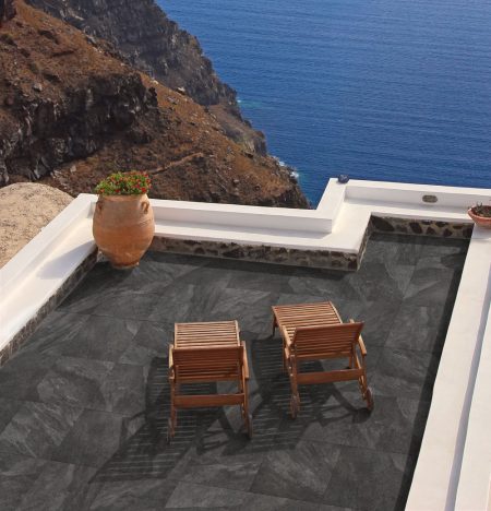 2cm thick Meta Nero Porcelain Tiles for outside use 60x90x2cm