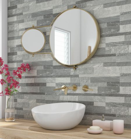 Stella Grey Feature porcelain wall 15x59cm