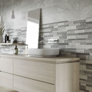 Stella Grey Plain porcelain wall 15x59cm