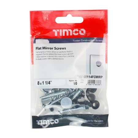 Chrome Flat Mirror Screws 8 x 1 1/4 Inch (Pack of 10) - Image 2