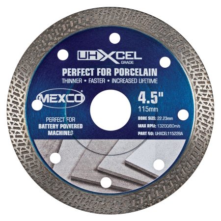 Mexco 115mm 4.5" Porcelain Diamond Blade For Battery Angle Grinders (UHXCEL)