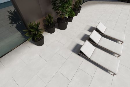 2cm thick Geo Off White Porcelain Tiles for outside use 80x80x2cm